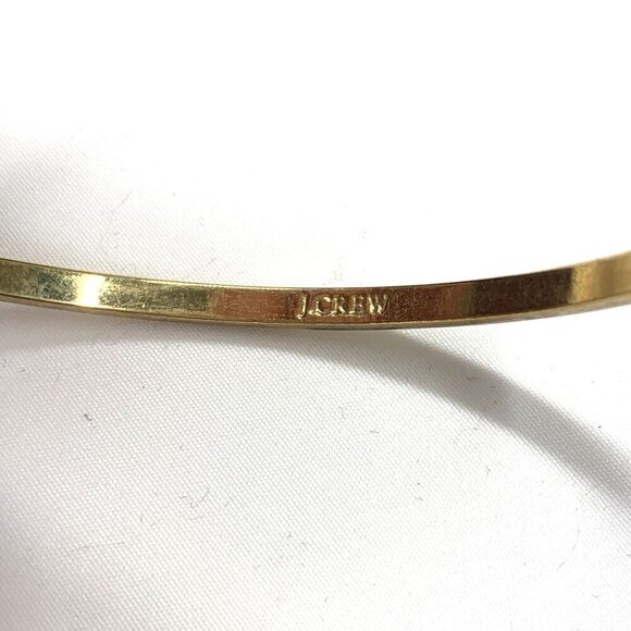 J.Crew Slim Bangle Set of Two Enamel & Gold Tone Metal White Yellow 2.5" - Picture 3 of 7